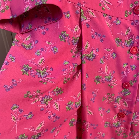 Vintage Pink Patterned 1950s/60s House Dress/ House Coat - Picture 8 of 13